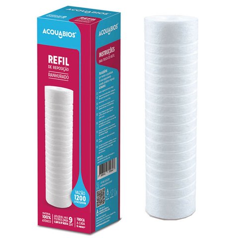 Refil Acqua 230RH 9.3/4' POE Filtro Acquabios Caixa de Água Ranhurado
