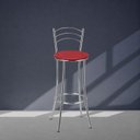 Ver imagem 4 de Banqueta Alta Cromada c/ Assento Estofado e Encosto p/ Bancada Cozinha Área Gourmet Cromado/Vermelho