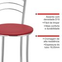 Ver imagem 5 de Banqueta Alta Cromada c/ Assento Estofado e Encosto p/ Bancada Cozinha Área Gourmet Cromado/Vermelho