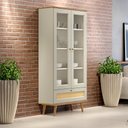 Ver imagem 1 de Cristaleira com 2 Portas 82,5cm Gaveta com Palha Natural Cor:louro com Luna