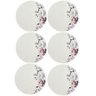Jogo 6 Pratos Rasos de Porcelana Germer Branco Garden com Estampa Floral Redondos 27cm - 1