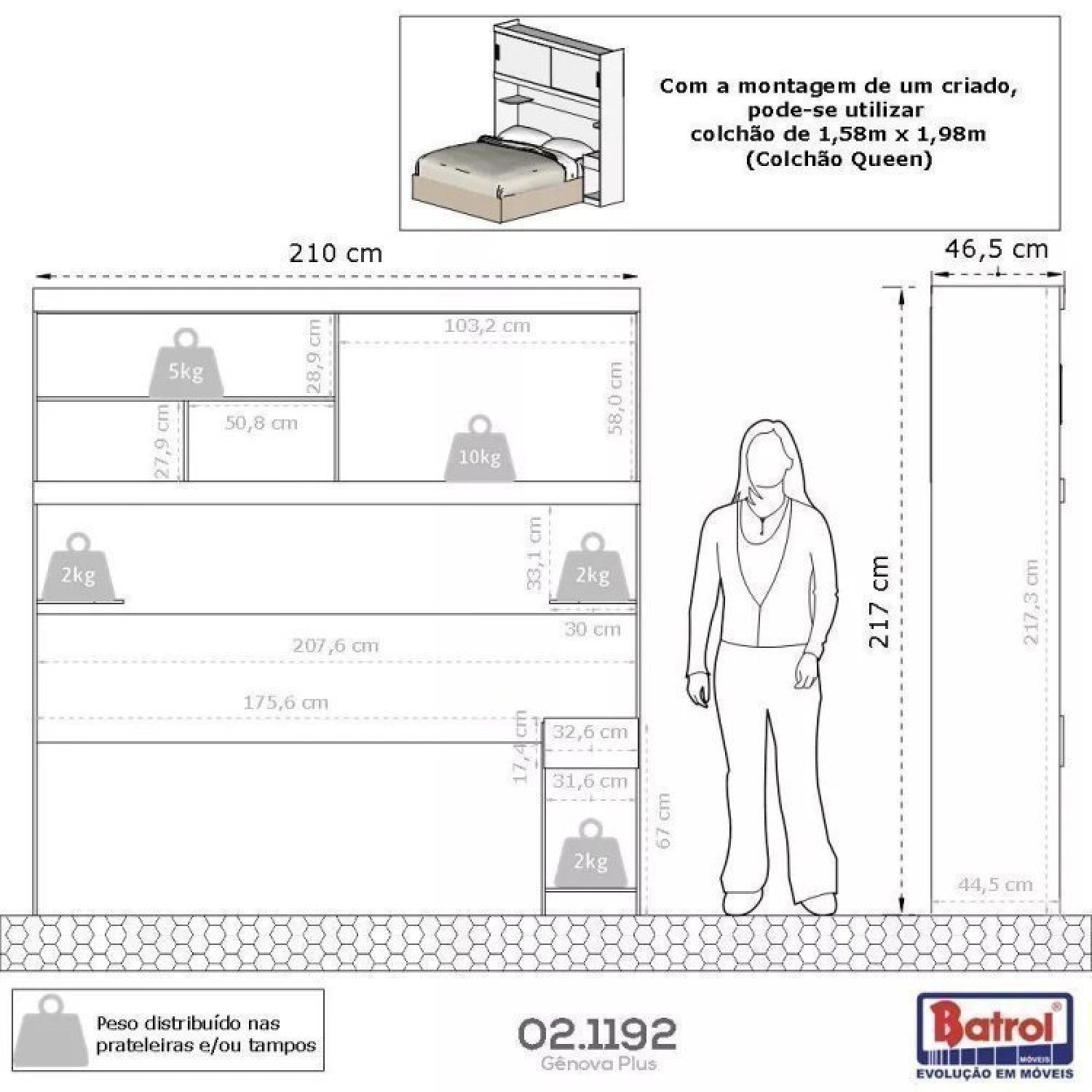 Conjunto para Quarto com Guarda Roupa Modular Gênova Plus - 19