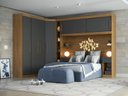 Ver imagem 1 de Guarda Roupa Casal Modulado 5 Peças 6 Portas Ipê Wood/Grafite Gênova Plus Cinza
