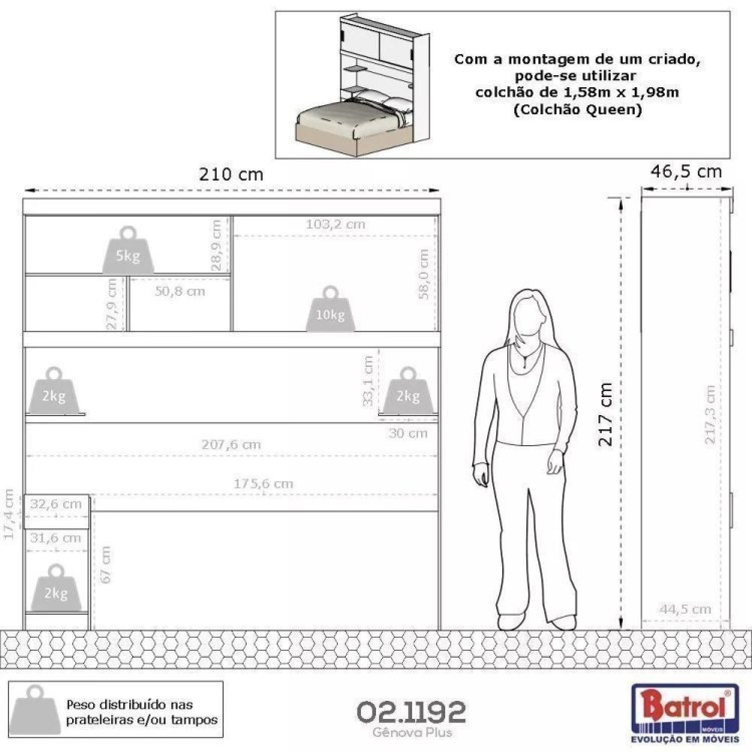 Conjunto para Quarto com Guarda Roupa Modular Gênova Plus - 18