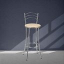 Ver imagem 4 de Banqueta Alta Cromada com Assento Estofado e Encosto para Bancada Cozinha Área Gourmet Cromado/Bege