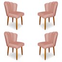 Ver imagem 1 de Kit 4 Cadeiras de Jantar Pétala Estofada Pés Palito Veludo Rosê - Montanaris Decor