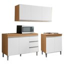 Ver imagem 2 de Conjunto Cozinha Compacta Moderna Balcão Pia sem Tampo 120cm Balcão Cooktop Armário Aéreo Ajl Móveis