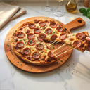 Ver imagem 2 de Tábua Corte 35cm Servir Pizza Frios Churrasco Decoração Mesa Posta Madeira Maciça Redonda Pegador