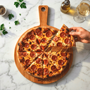 Ver imagem 4 de Tábua Corte 35cm Servir Pizza Frios Churrasco Decoração Mesa Posta Madeira Maciça Redonda Pegador