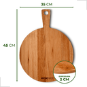 Ver imagem 3 de Tábua Corte 35cm Servir Pizza Frios Churrasco Decoração Mesa Posta Madeira Maciça Redonda Pegador