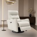 Ver imagem 1 de Poltrona do Papai Reclinável Sala de Estar Plaza Usb e Usb-c Gira Balança Couro Off White G40 - Gran