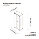 Ver imagem 3 de Armário de Aço 2 Portas 3 Prateleiras com Chave AP408SL