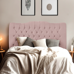 Cabeceira King Estofada Dunas - Veludo Rose - 1