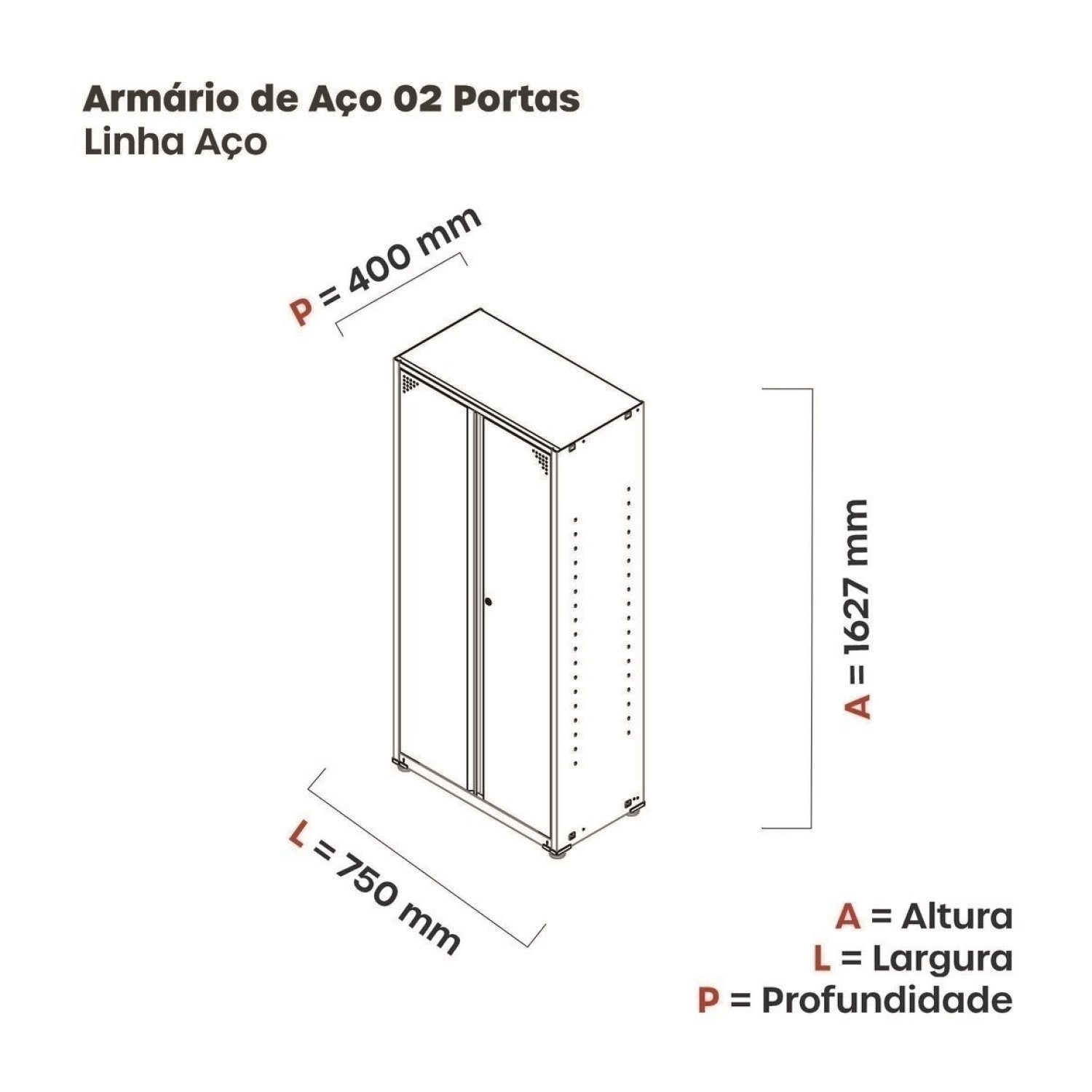 Armário de Aço 2 Portas 3 Prateleiras Ap408sl - 3