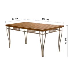 Mesa de Jantar Retangular 6 Cadeira Gourmet Geane Aço Nobre - 4