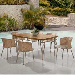 Mesa de Jantar Retangular 6 Cadeira Gourmet Geane Aço Nobre - 2