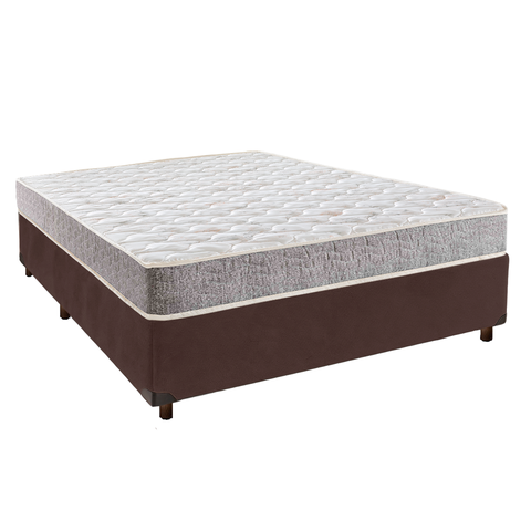 Conjunto Cama Box Marrom Casal + Colchão D33 D33 Inducol