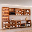 Ver imagem 4 de Cozinha Modulada 7 Peças Brilhante 1 Cristaleira 3 Balcões 3 Armários Aéreo Cinamomo/Platina