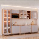 Ver imagem 1 de Cozinha Modulada 7 Peças com 1 Cristaleira 3 Balcões e 3 Armários Aéreos Brilhante