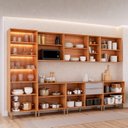 Ver imagem 4 de Cozinha Modulada 7 Peças com 1 Cristaleira 3 Balcões e 3 Armários Aéreos Brilhante