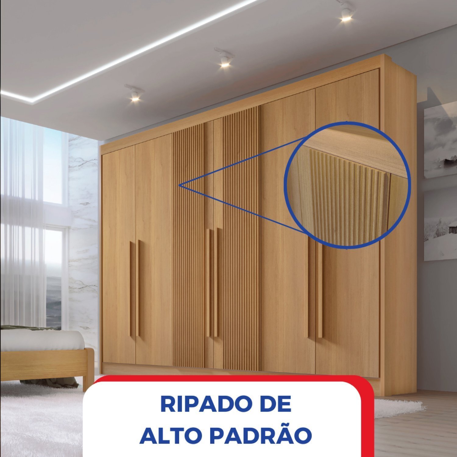 Guarda-roupa Casal MDF Ripado 6 Portas 6 Gavetas Paris Plus  - 11