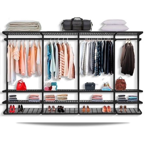 Guarda Roupa Closet Aramado sem Portas CLR285 - 3,40m - Preto