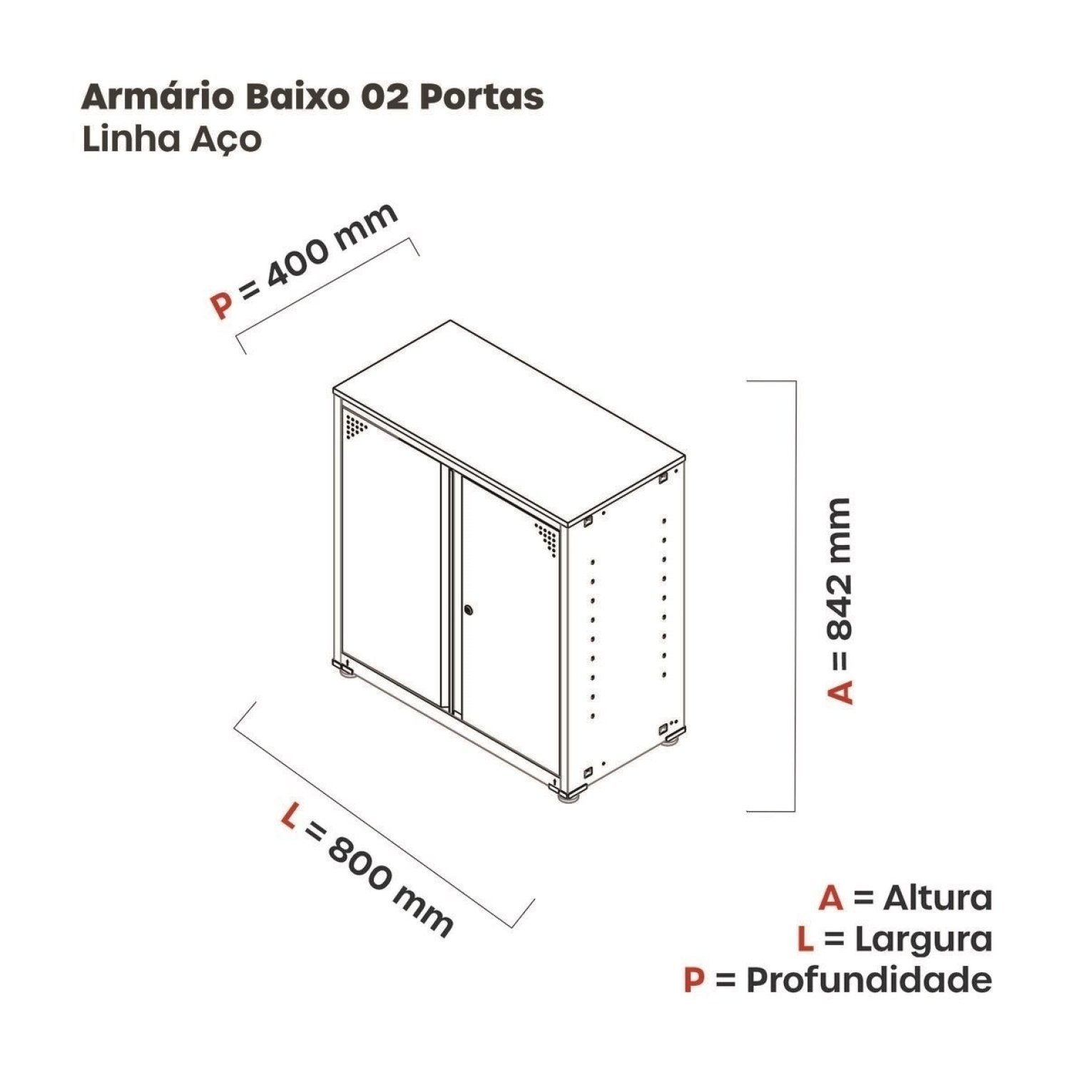 Armário de Aço para Escritório 2 Portas Ap406sl - 4