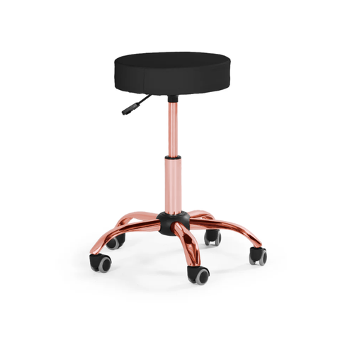 Banqueta Mocho - sem Encosto - Preto | Rose Gold
