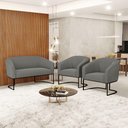 Ver imagem 7 de Sofá Namoradeira e 2 Poltronas Base Industrial Preto Stella Suede D03 - D'Rossi Cor Grafite
