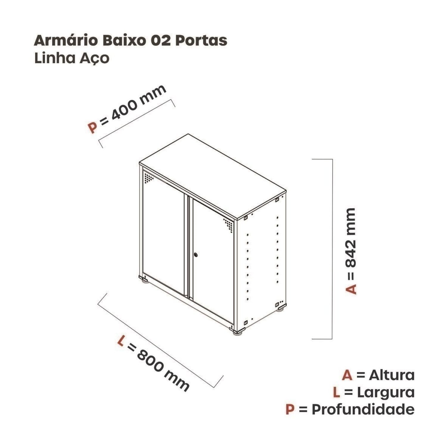 Armário de Aço para Escritório 2 Portas Ap406sl - 3