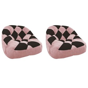 Kit 02 Poltrona Paloma Escritório Sala Pé Plástico Suede Rosa Bebê e Suede Marrom - DOMINIC DECOR