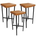 Ver imagem 1 de Kit 03 Banquetas Alta Bar Cozinha Sala de Jantar Preto Stella L02 Couríssimo Canela - Lyam Decor