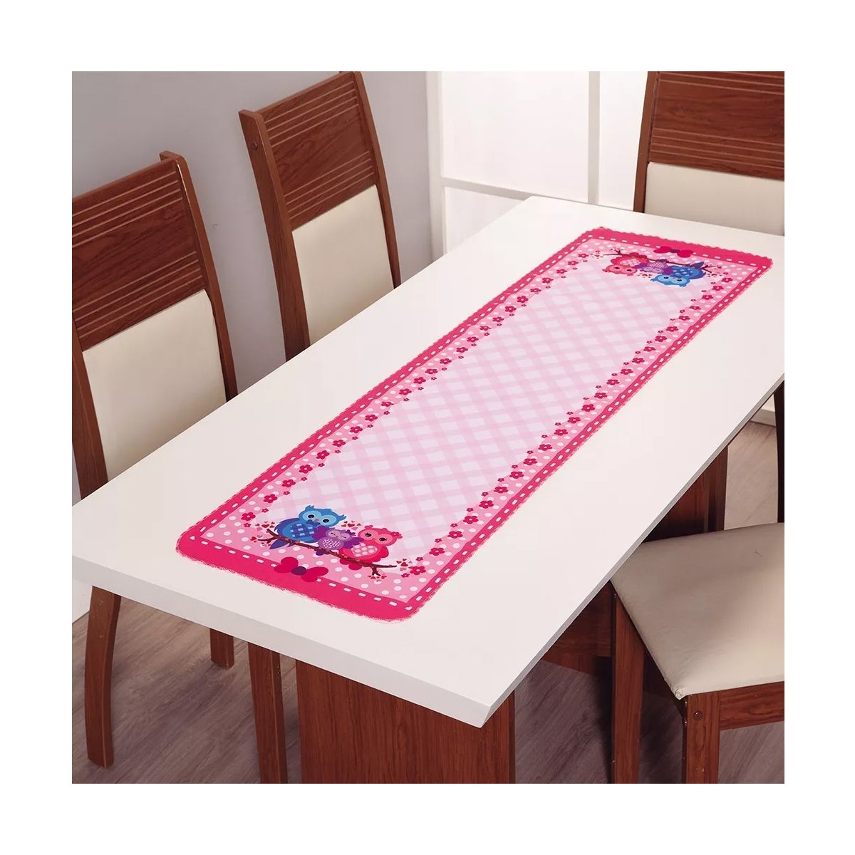 Trilho de Mesa Caminho Retangular Cozinha Rosa Decoração - 1