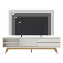Ver imagem 2 de Rack Ripado para TV até 75 Polegadas 200cm Pés em Madeira Maciça 2 Gavetas 1 Porta Veneza Branco