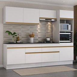 Armário de Cozinha Completa 5 Peças com Rodapé Mp2180 Made Multimóveis Branco/dourado - 2