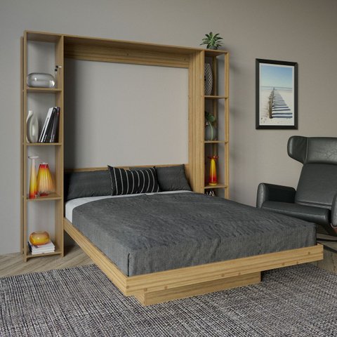 Cama Articulada de Casal 8 Prateleiras e 2 Nichos Amêndoa Cm8040 Cor: Amêndoa