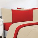 Ver imagem 2 de Kit Edredom + Jogo de Lençol 100% Algodão Gran Moratta 7 Peças King Palha Vermelho