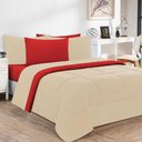 Ver imagem 1 de Kit Edredom + Jogo de Lençol 100% Algodão Gran Moratta 7 Peças King Palha Vermelho