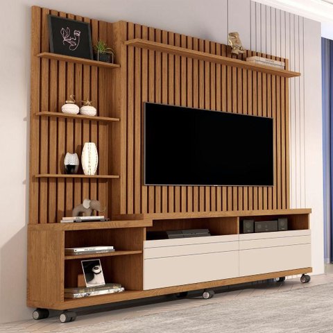 Home Th Shop para TV 55 Polegadas 180cm MDP MDF Freijó Off White Germai Móveis