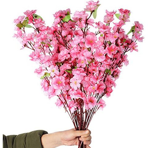 Cerejeiras Rosa Flores Delicadas Kit com 10 Galhos