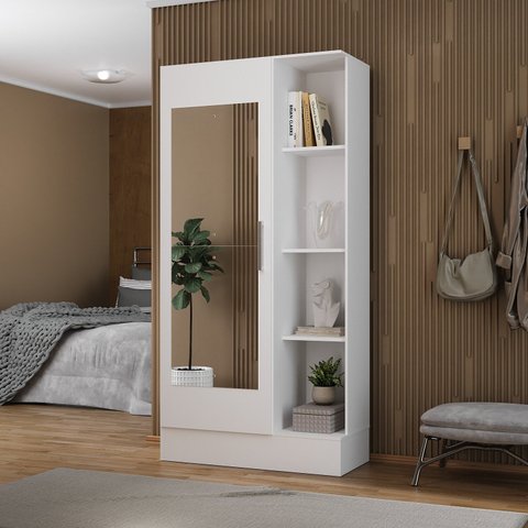 Sapateira para Quarto 1 Porta com Espelho Espresso Móveis