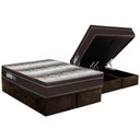 Ver imagem 1 de Cama Box Baú Queen Colchão Anatômico Ortobom Ortopédico Light + Base Crc Suede Brown(158x198)