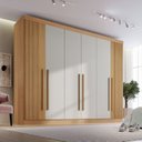 Ver imagem 1 de Guarda-Roupa Casal MDF Ripado 6 Portas 6 Gavetas Paris Plus Marrom/Cinamomo/Off White