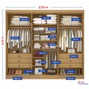 Ver mais imagens de Guarda-Roupa Casal MDF Ripado 6 Portas 6 Gavetas Paris Plus Marrom/Cinamomo/Off White