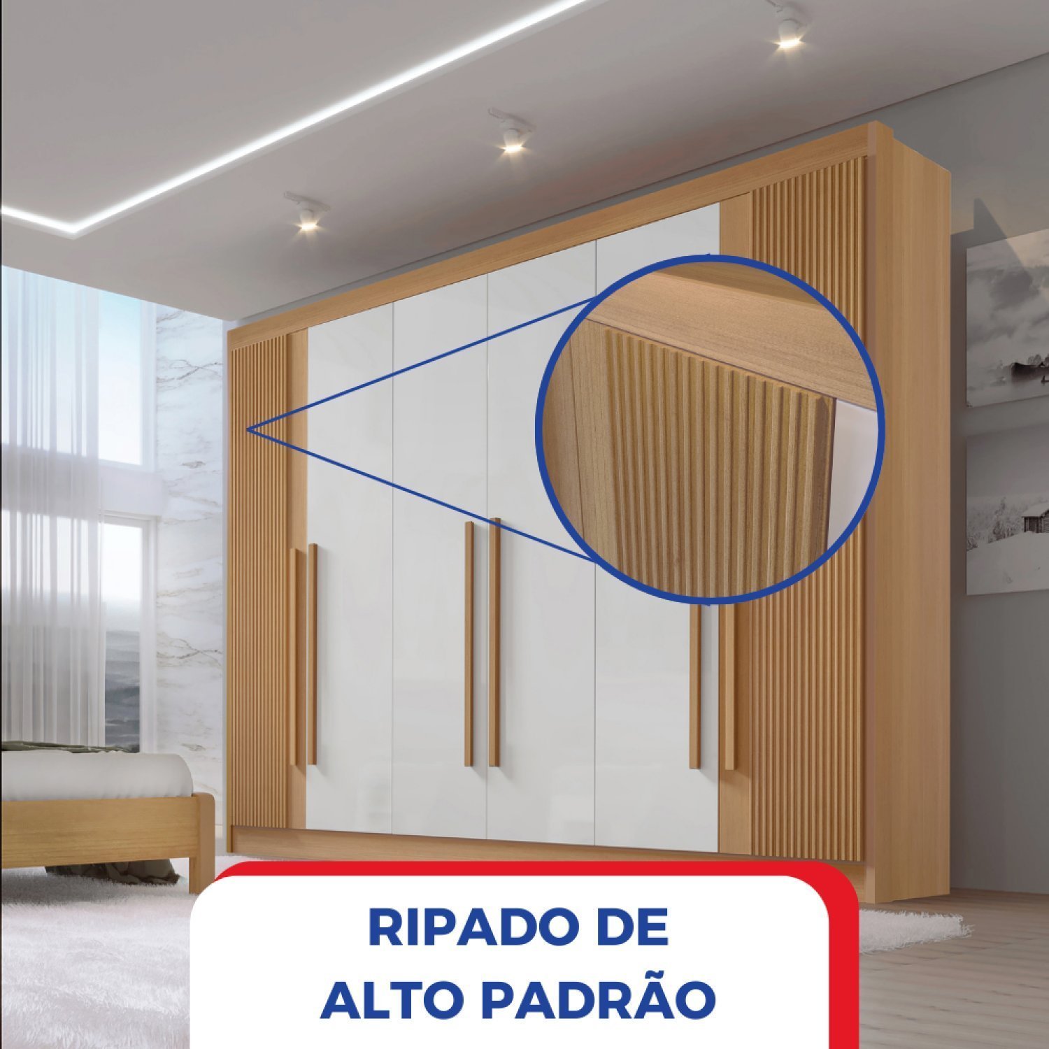 Guarda-roupa Casal MDF Ripado 6 Portas 6 Gavetas Paris Plus  - 9