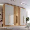 Ver imagem 4 de Guarda-Roupa Casal MDF Ripado 6 Portas 6 Gavetas Paris Plus Marrom/Cinamomo/Off White