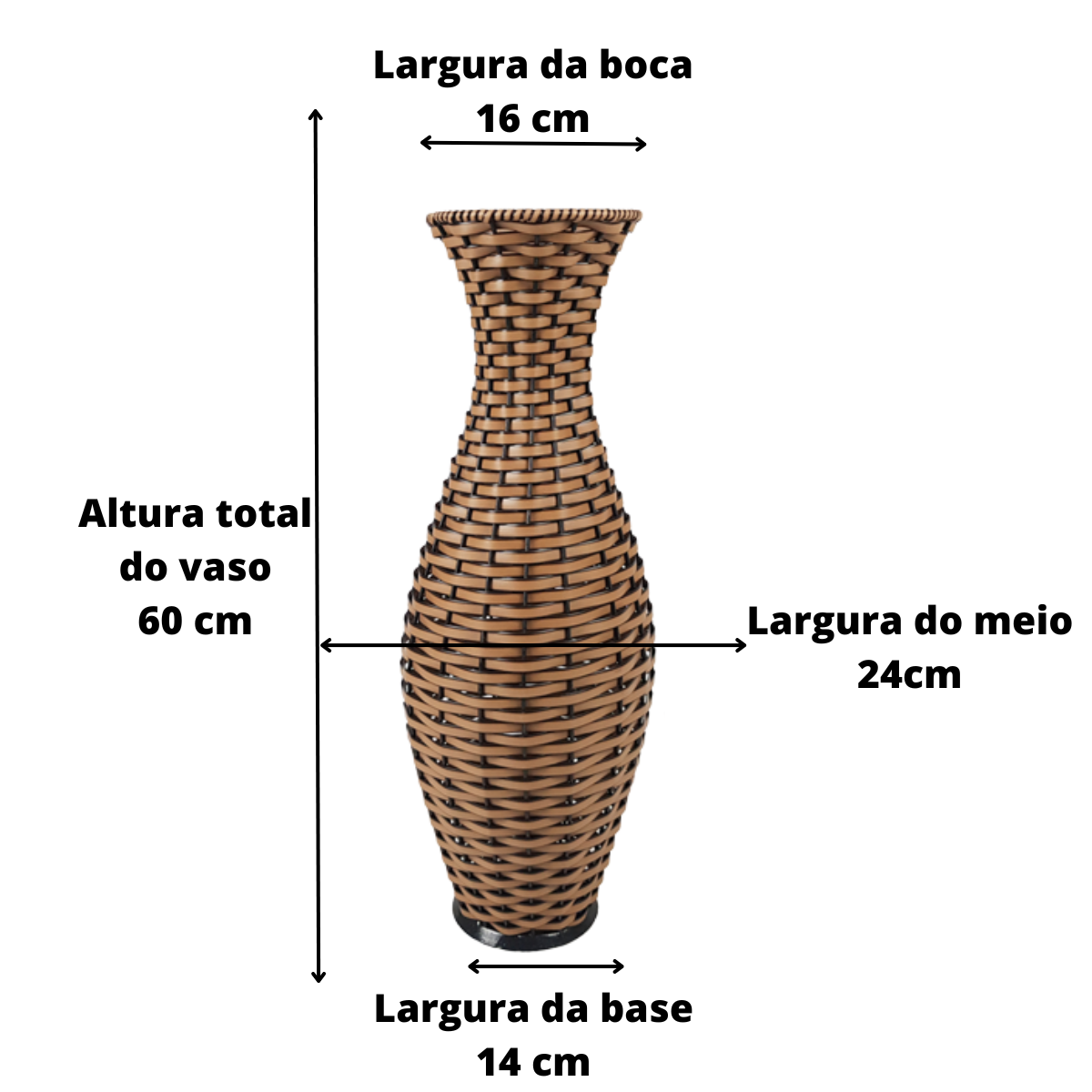 kit 02 Vasos Decorativo Aladim Junco Sintético Cor Avelã - 3