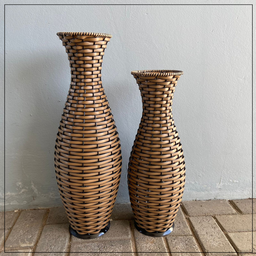 kit 02 Vasos Decorativo Aladim Junco Sintético Cor Avelã - 2