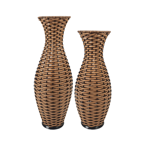 kit 02 Vasos Decorativo Aladim Junco Sintético Cor Avelã