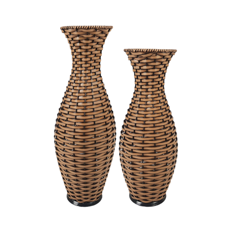 kit 02 Vasos Decorativo Aladim Junco Sintético Cor Avelã